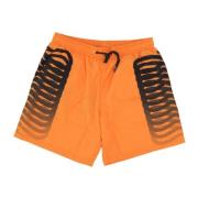 Ribbed Swim Shorts Orange/Black