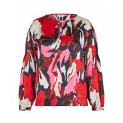 Fargerikt Print Topp Flame Scarlet