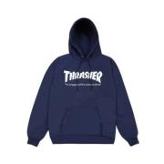 Navy/White Skatemag Hood Langermet Sweatshirt