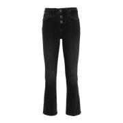 Sort Utvidet Bomull Cropped Jeans