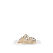 Mesh og Raffia Slidy Viv' med Strass Spenne