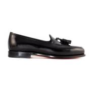 Sort Skinn Tassel Loafer Sko