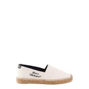 Beige Canvas Espadrilles Brodert Logo