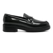 Sort skinn Loafer Flats