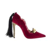 Burgundy Velvet Kiss Pumps med Lips