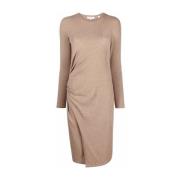 Beige Midi Kjole Casual Stil