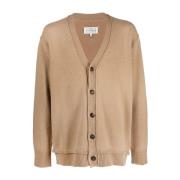 Beige Ull Lin Bomull Cardigan