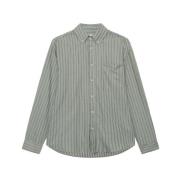 Herringbone Poplin Skjorte Hvit/Grønn