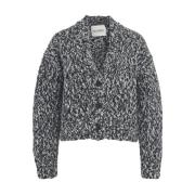 Stilig Svart Ull Cardigan Aw24