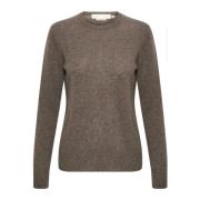 Brun Melange Cashmere Crew Neck Pullover