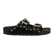 Sorte Studded Flate Sandaler