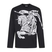 Svart Equestrian Knight Design Sweatshirt