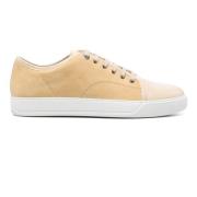 Beige Semsket Lav-Top Sneakers