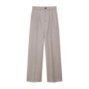 Taupe Wide Leg Wool Pants