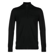 Svart Ull Quarter Zip Genser