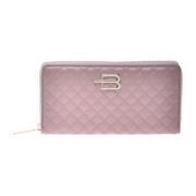 Wallet with zip in nude quilted leather