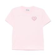 Rosa Bomull Jersey Crew Neck T-skjorte