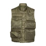 Quiltet Grønn Polstret Cargo Vest