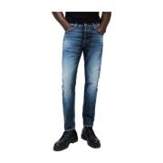 Vintage Slim Fit Jeans med knappegylf