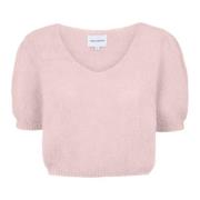 Lys Rosa Pullover Korte Ermer Elastisk Bånd