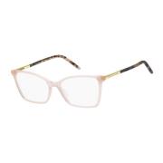 Beige Acetatramme Briller med Nude Skive