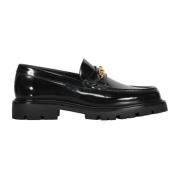 Svarte Skinnloafers Elegant Stil