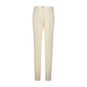 Ivory Wool Tailored Trousers