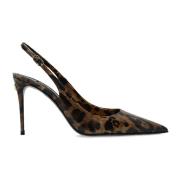 Leopardmønstret Slingback Pumps Brun