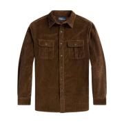 Brun Polo Ralph Lauren Classic Fit Suede-Patch Corduroy Shirt Overshir...