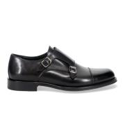 Sorte Monk Strap Skinn Sko