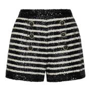 Sort Paljett Stripete Shorts