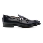 Sort skinn dobbel spenne loafers