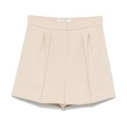 Beige Plisserte Shorts med Lommer