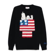 Blå Snoopy Genser med Crew Neck