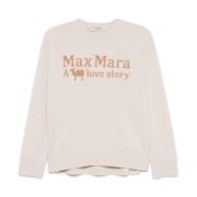 Beige Genser med Jacquard Logo Motif