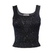 Paljett Firkantet Hals Crop Top