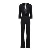 Sort Krysset Jumpsuit med Gull Detalj