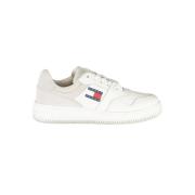 Hvite Polyester Sneakers med Lisser, Kontrastdetaljer, Trykk, Logo