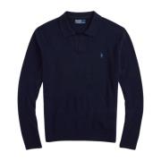 Navy Wool Johnny-Collar Jumper