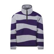 Intarsio Halfzip Hoodie Sweatshirt i Lilla-Grå