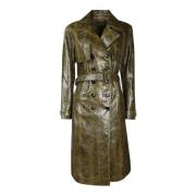 Grønn Python Skinn Trench Coat