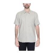 Beige Linen Blend Short Sleeve Shirt