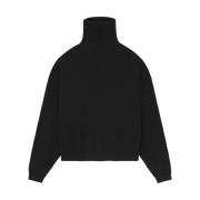 Sort Vaffel Turtleneck Genser