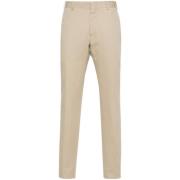 Slim Fit Beige Lin Bomullsbukser