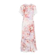 Rosa Flutter Midi Kjole Elegant Stil