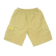 Cargo Shorts Beige Bomull Elastisk Midje