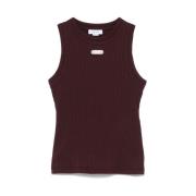 Burgundy Crew Neck Sleeveless Top