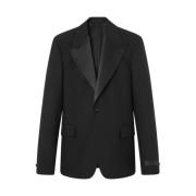 Svart Peak Lapel Frakk