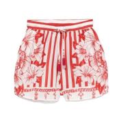 Rubinrød Elastisk Snøring Shorts