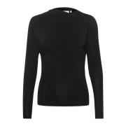 Drapert Jerseybluse Svart